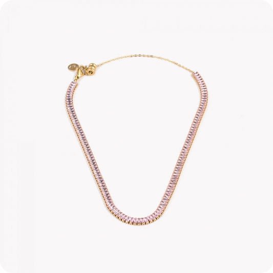 Collana con zirconi a forma rettangolare colore: rosa