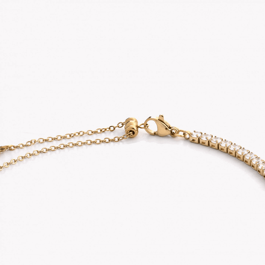 Collana zirconata in acciaio con quadrifoglio centrale - Filly Jewels