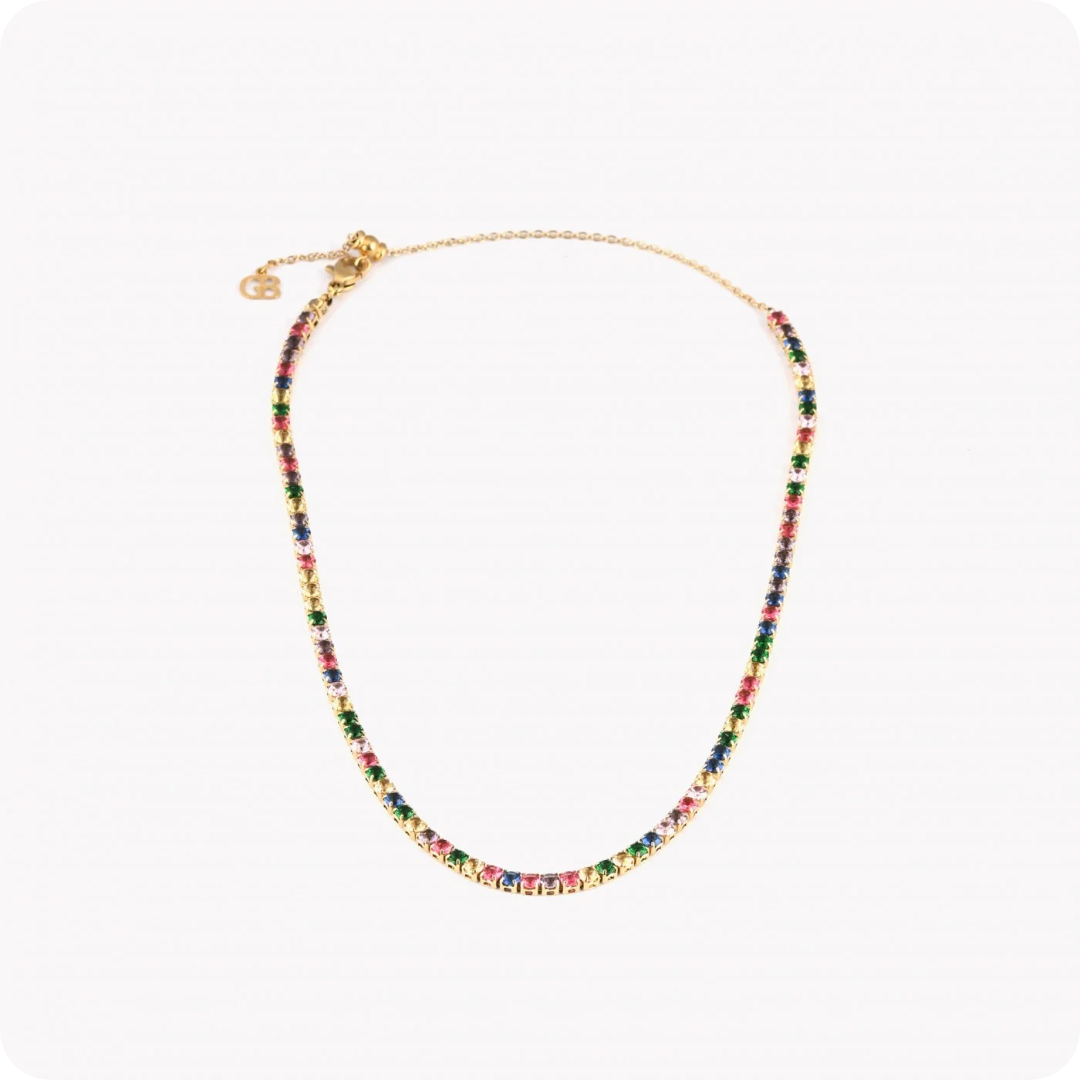 Collana tennis in acciaio colore: rainbow