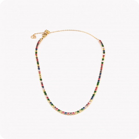 Collana tennis in acciaio colore: rainbow