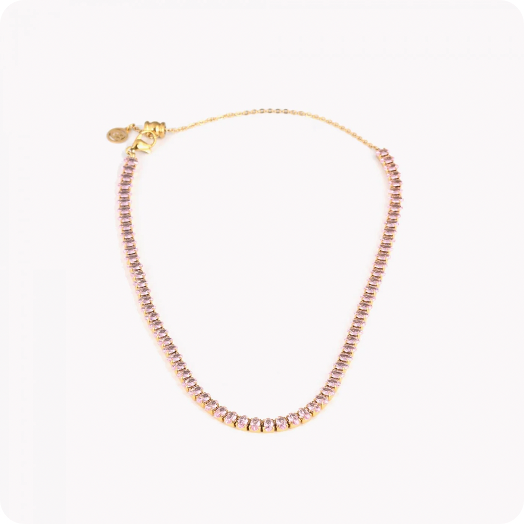 Collana con zirconi a forma ovale colore: rosa