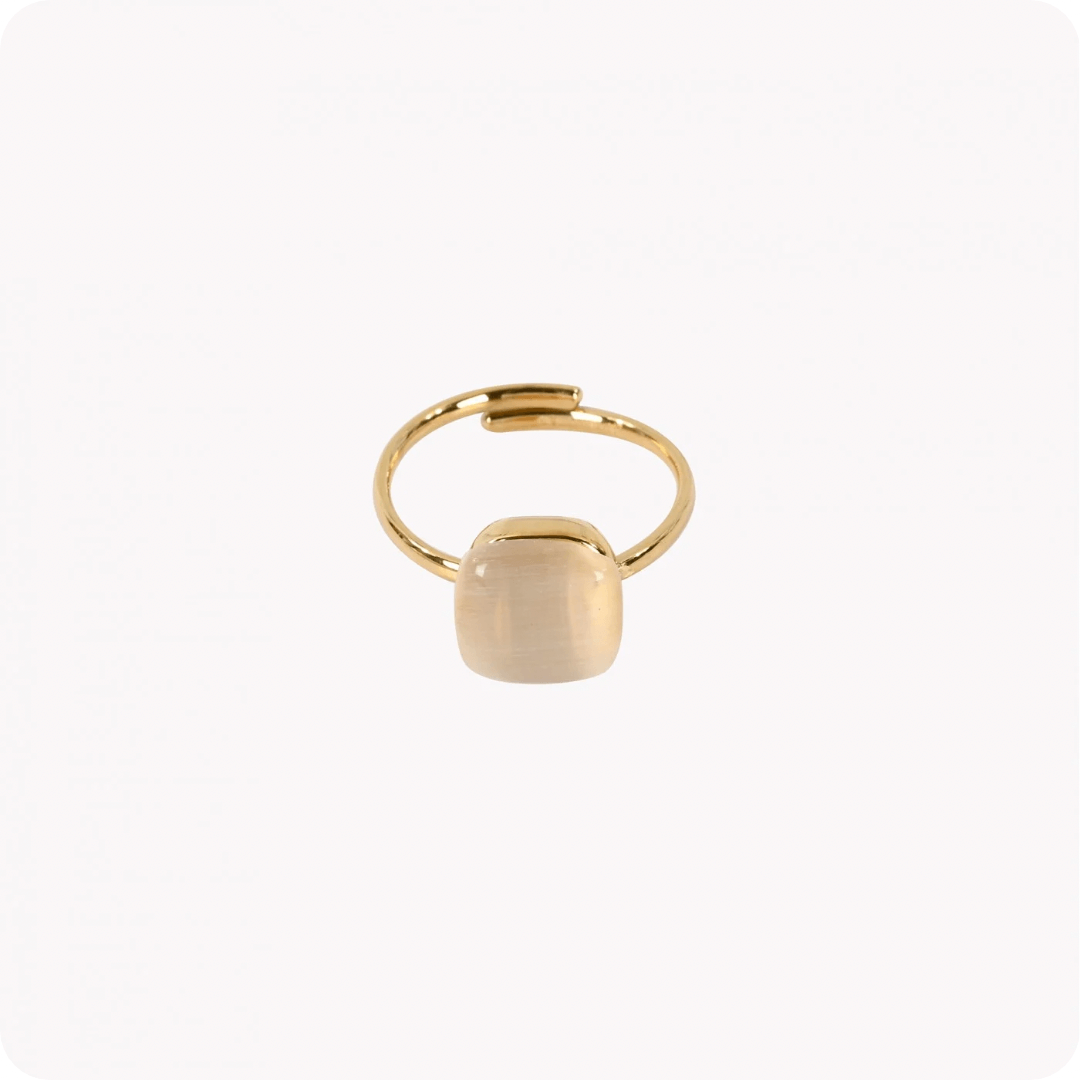 Anello regolabile in acciaio colore: beige