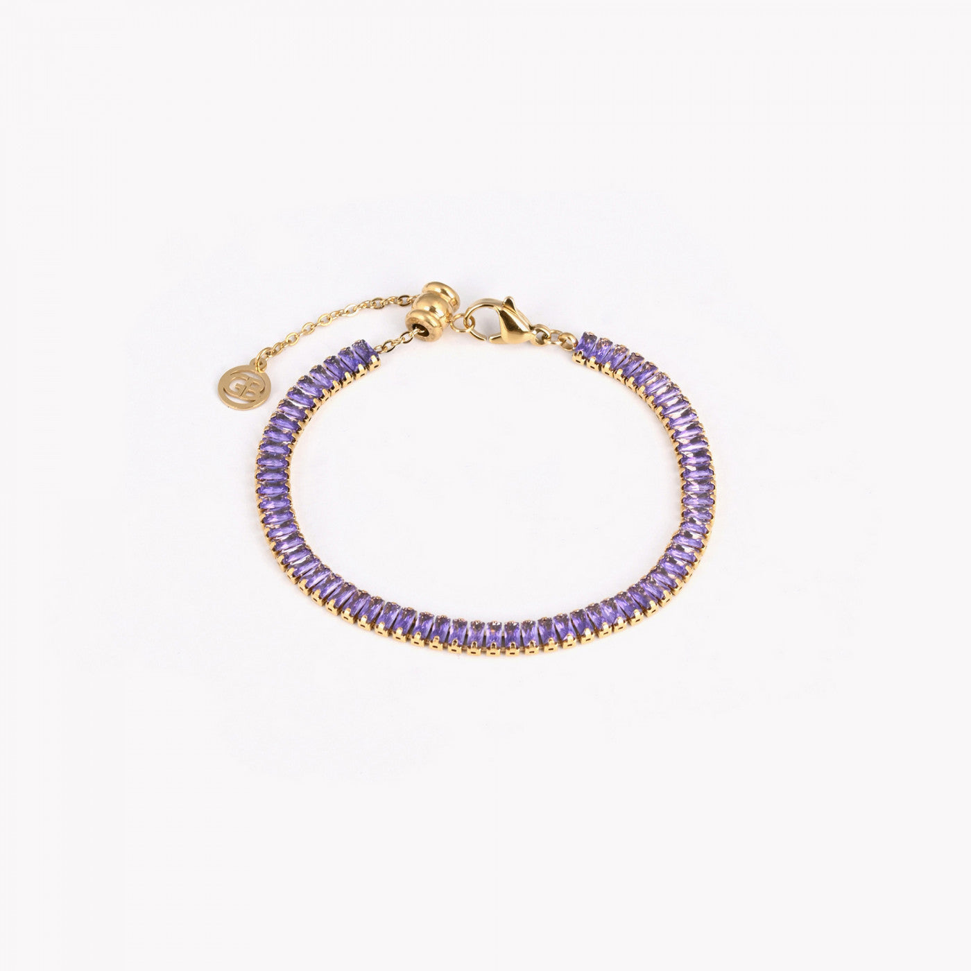 Bracciale con zirconi a forma rettangolare colore: lilla