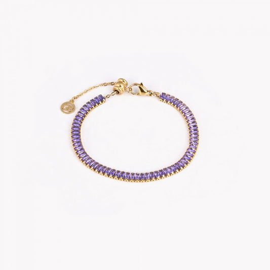 Bracciale con zirconi a forma rettangolare colore: lilla