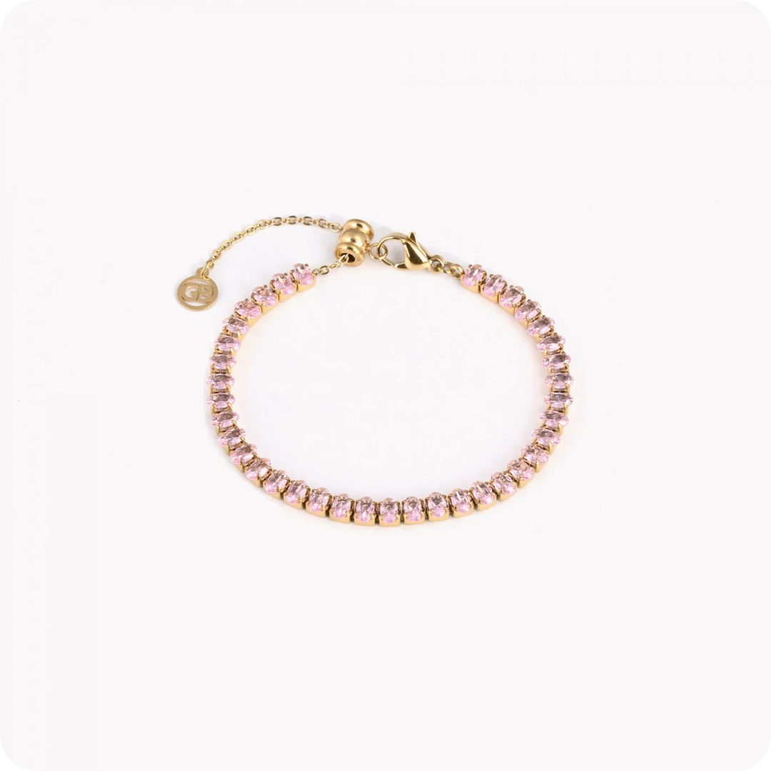 Bracciale con zirconi a forma ovale colore: rosa