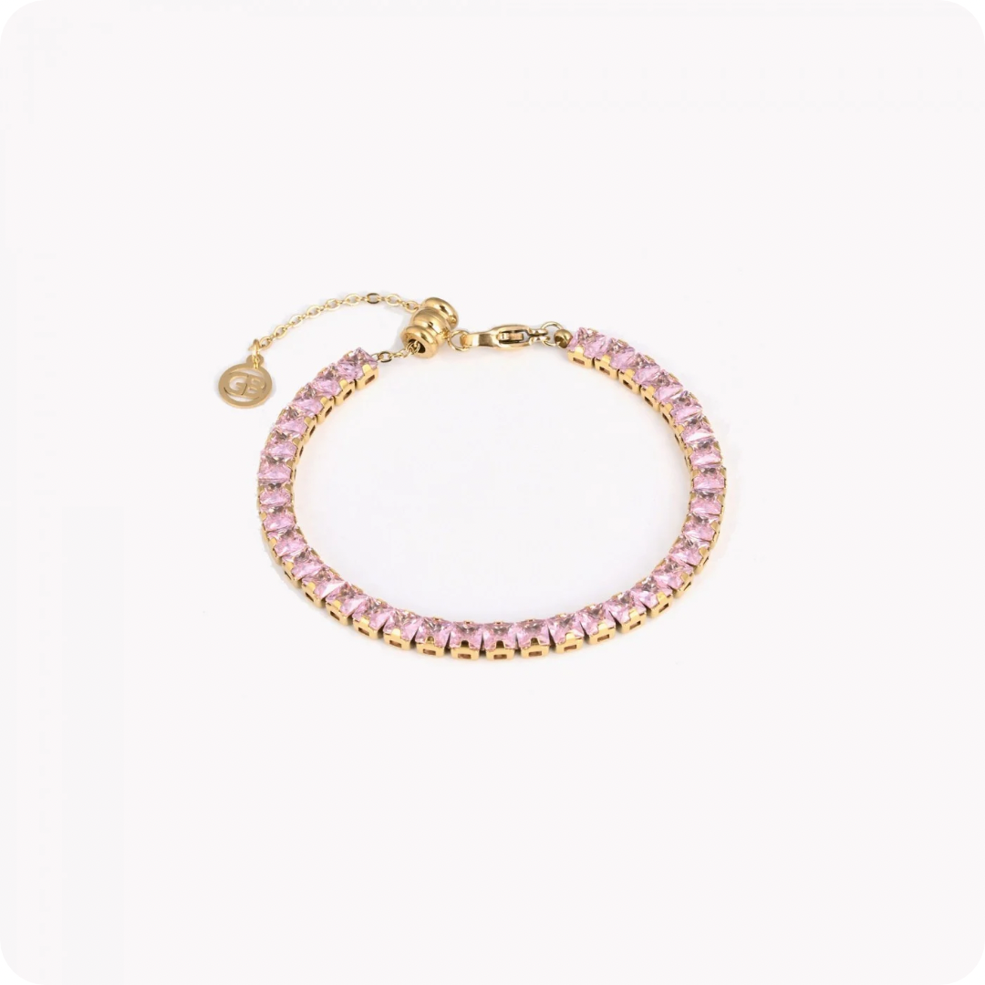 Bracciale con zirconi a forma quadrata colore: rosa