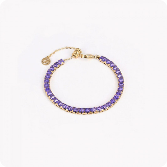 Bracciale con zirconi a forma quadrata colore: lilla