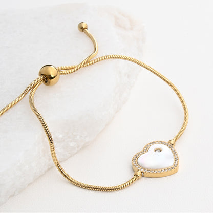 Bracciale con cuore e madreperla